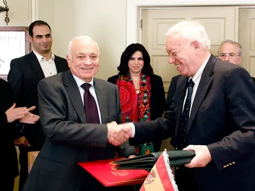 Margallo, con Nabil al Arabi, secretario general de la Liga Árabe Margallo, con Nabil al Arabi, secretario general de la Liga Árabe