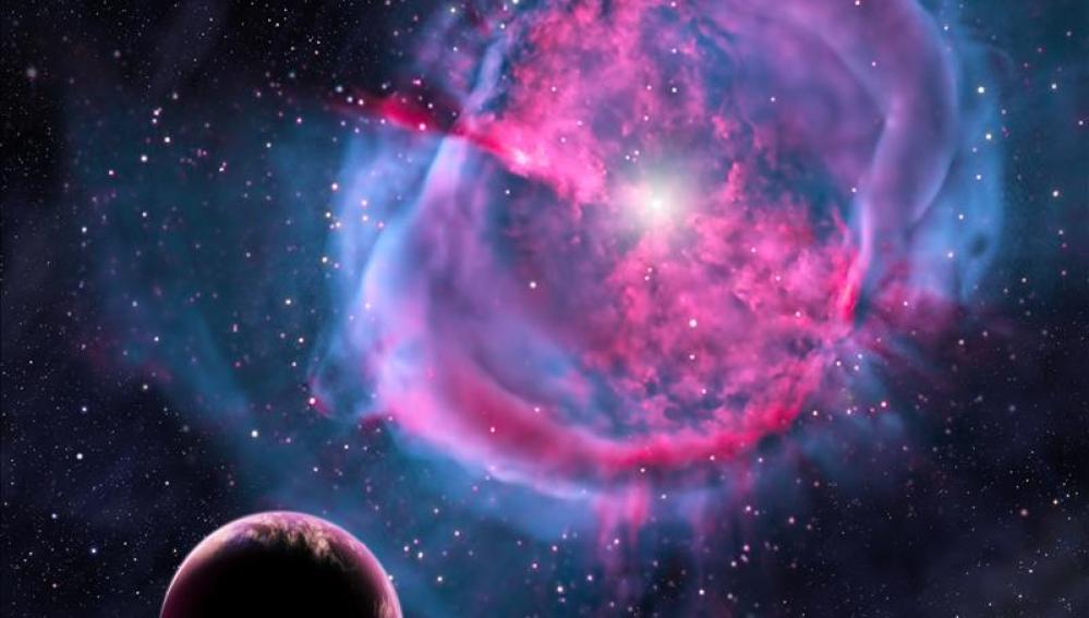 Recreación artística de un planeta similar a la tierra.