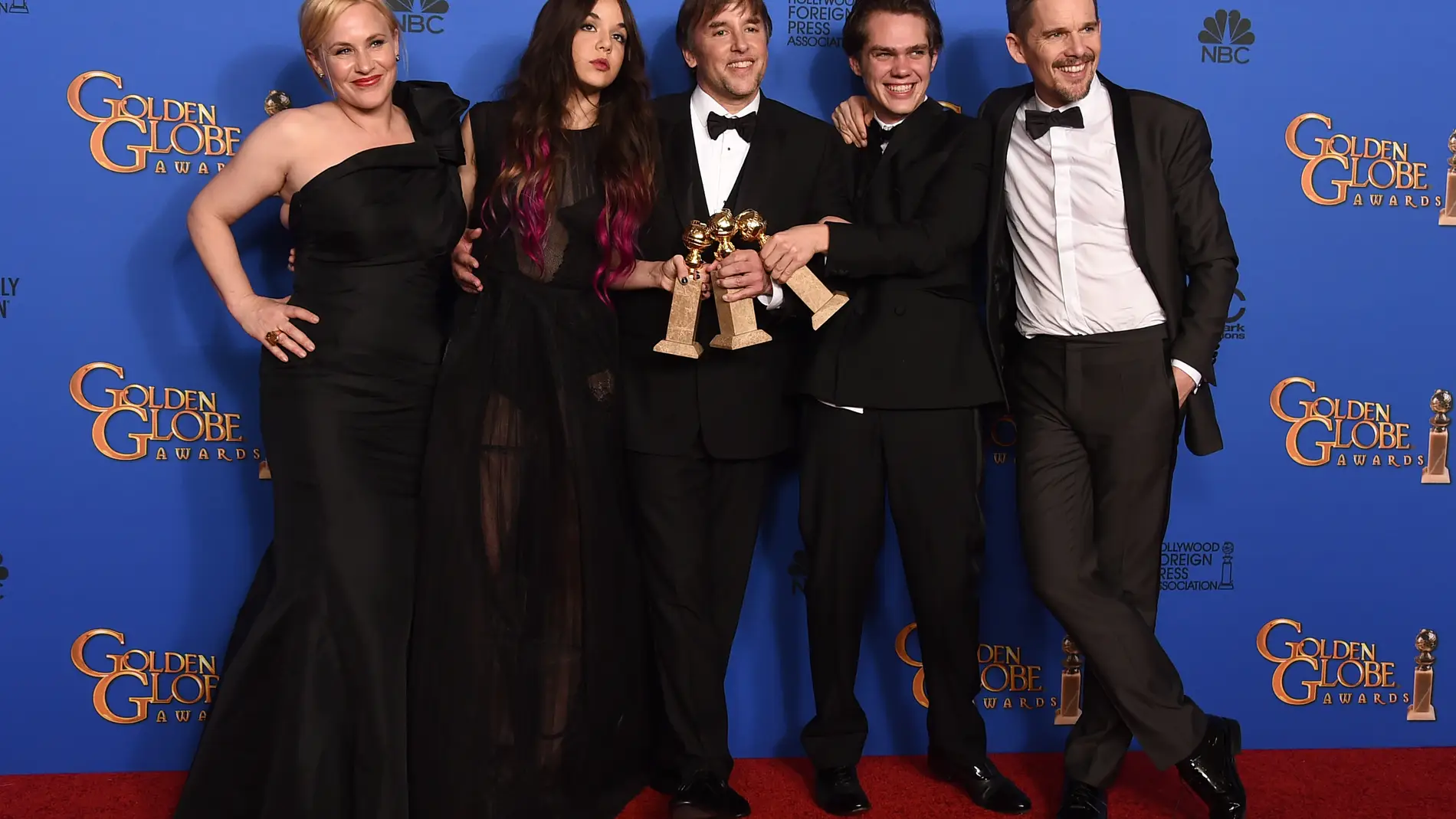 Actores y director de 'Boyhood', ganadora de mejor drama