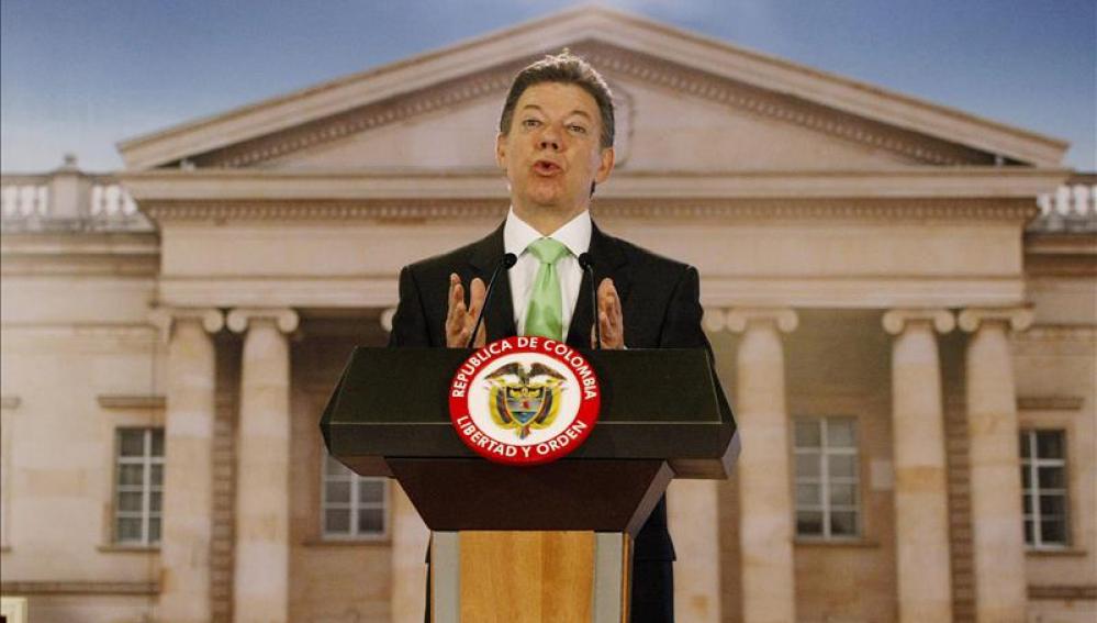 El presidente Juan Manuel Santos, en su mensaje al país.