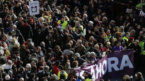 Cabecera de la "marcha del cambio", convocada por Podemos