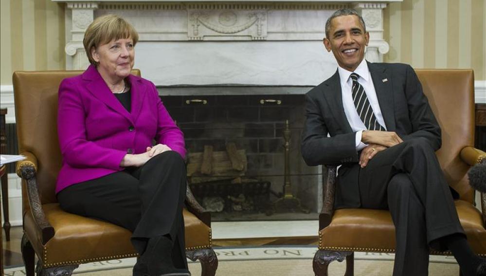 Angela Merkel con Obama en la Casa Blanca