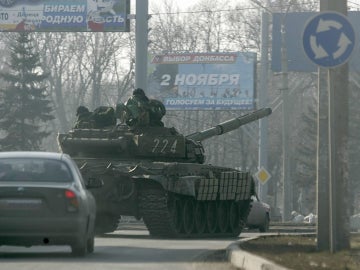 Un tanque en Ucrania tras el alto el fuego