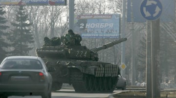 Un tanque en Ucrania tras el alto el fuego