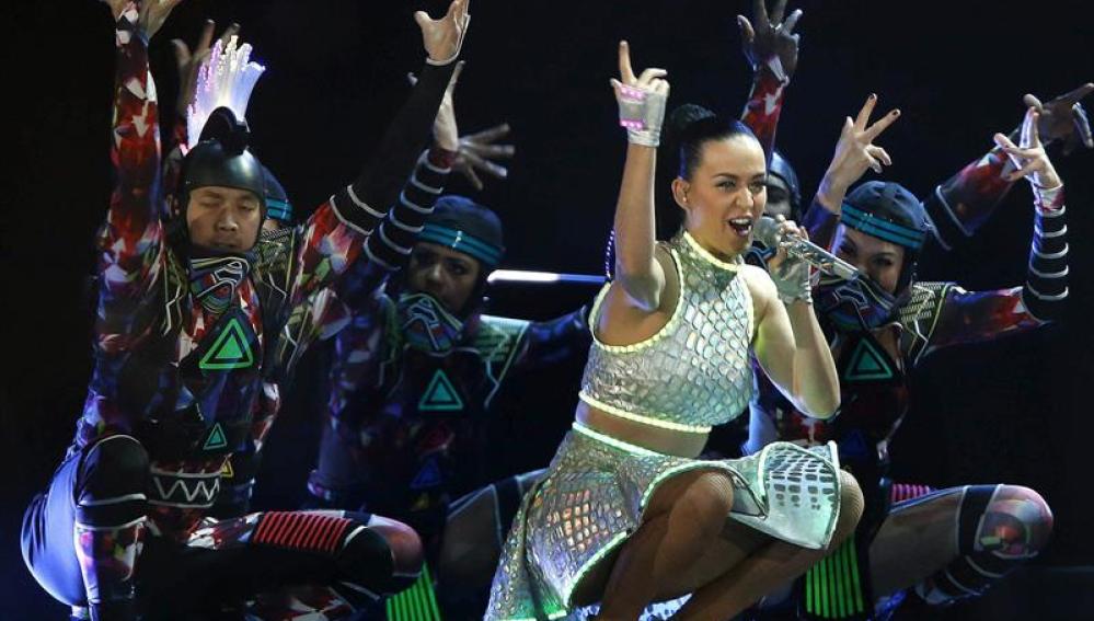 La cantante Katy Perry durante el concierto ofrecido en Barcelona