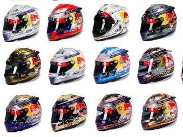 Diferentes cascos de Sebastian Vettel 