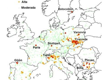 Mapa de la contaminación en Europa