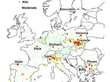 Mapa de la contaminación en Europa Mapa de la contaminación en Europa
