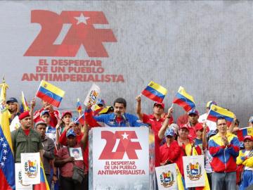 Nicolás Maduro en durante un mitin en Venezuela. Nicolás Maduro en durante un mitin en Venezuela.