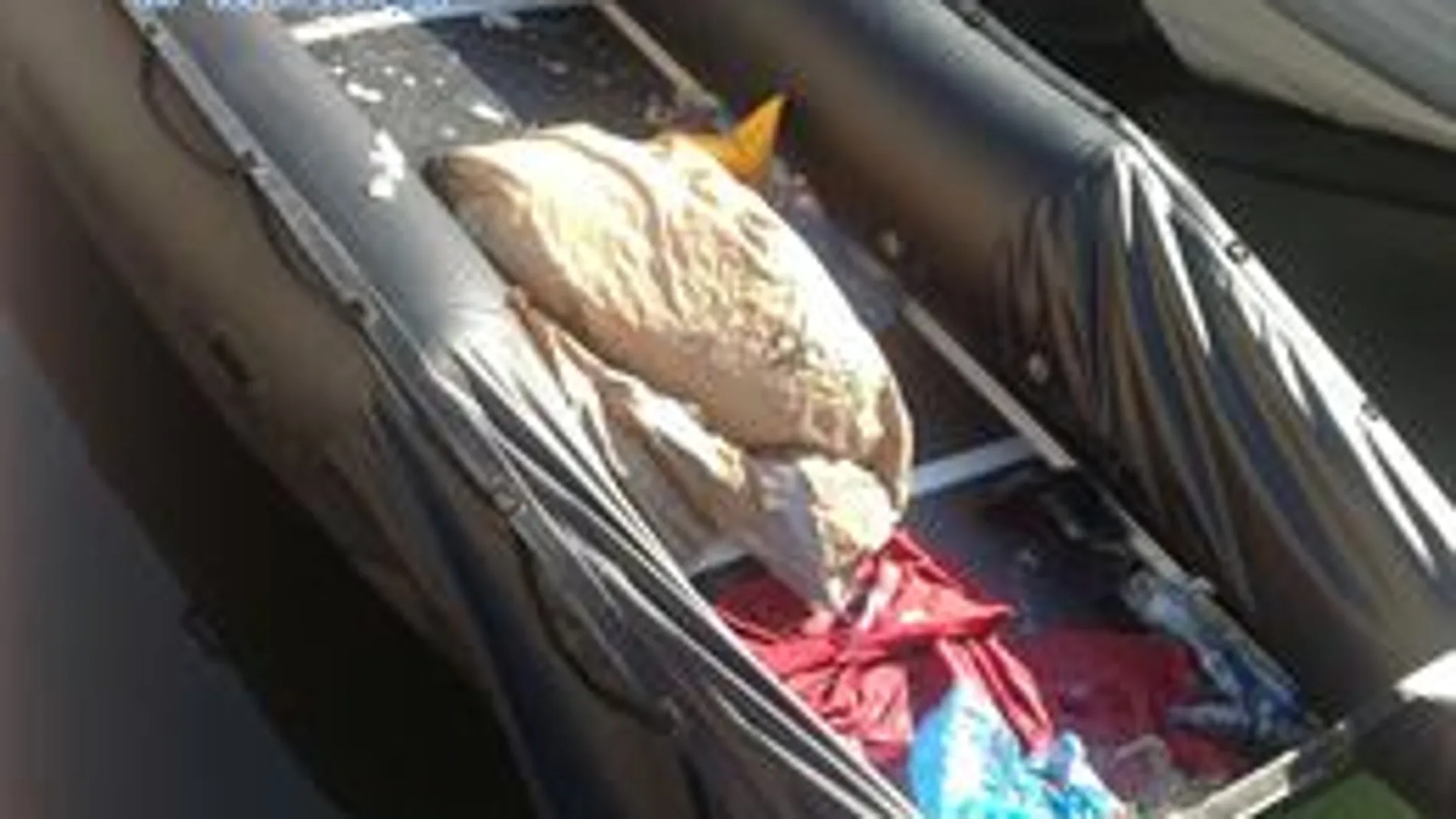 Imagen de la patera en la que han sido transportados Imagen de la patera en la que han sido transportados