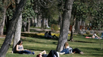 Varias personas en un parque de Madrid