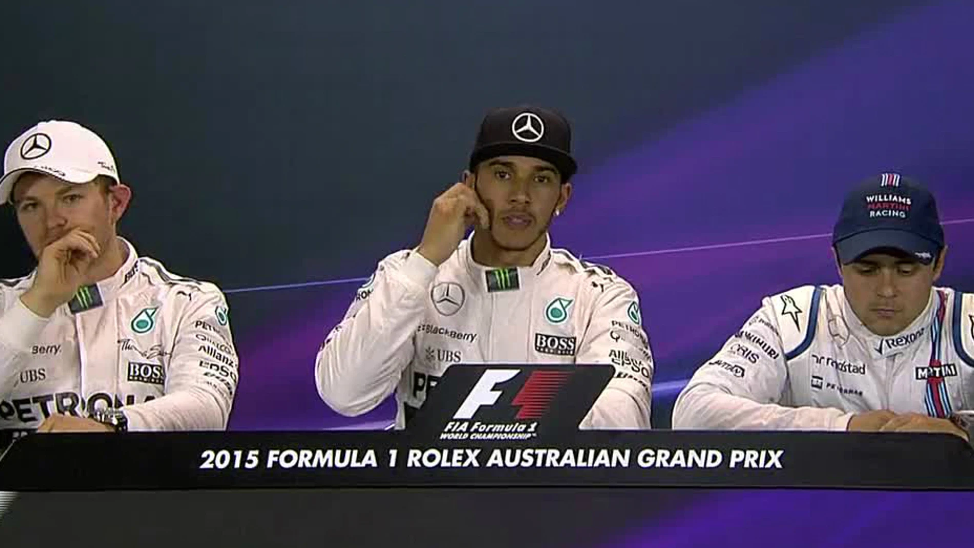 Rosberg, Hamilton y Massa en rueda de prensa