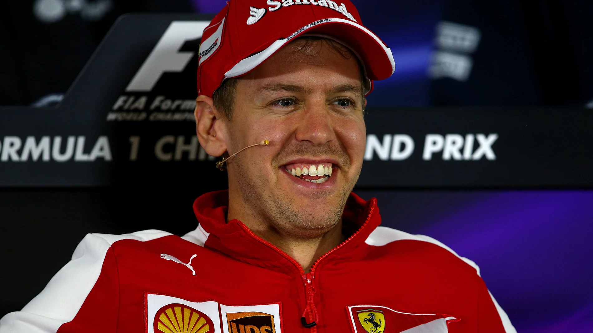 Vettel, en la sala de prensa de Shanghái