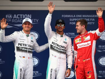 Rosberg, Hamilton y Vettel, en China