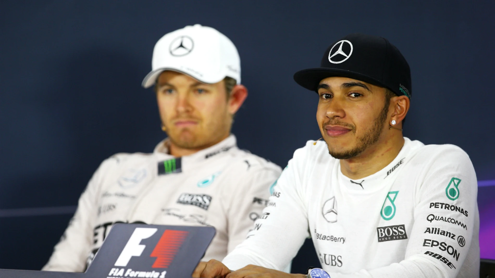 Hamilton y Rosberg, en rueda de prensa