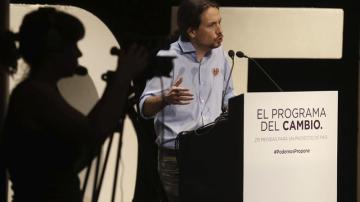 Pablo Iglesias en la presentación del programa para las elecciones autonómicas del 24M