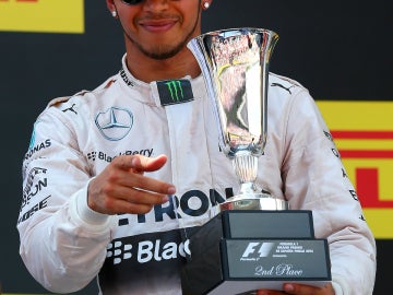 Hamilton, en el podio de España