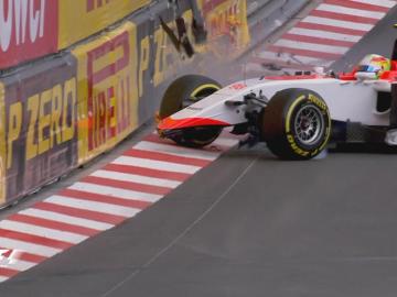 Merhi se va contra el muro en Mónaco