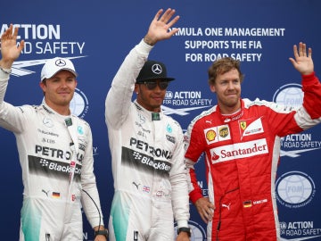 Hamilton, Rosberg y Vettel, tras la Q3 de Mónaco