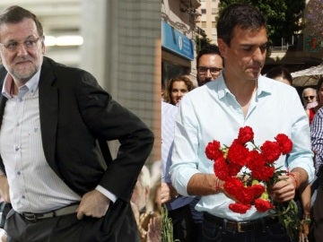 Mariano Rajoy y Pedro Sánchez, con su liderazgo en juego este 24-M