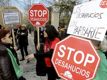 Fotografía de archivo de una protesta contra los desahucios Fotografía de archivo de una protesta contra los desahucios