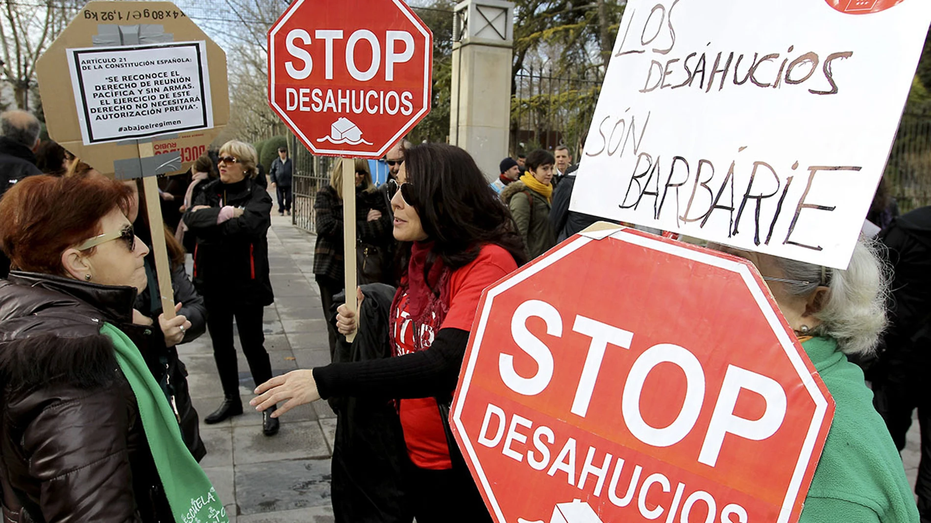 Fotografía de archivo de una protesta contra los desahucios Fotografía de archivo de una protesta contra los desahucios