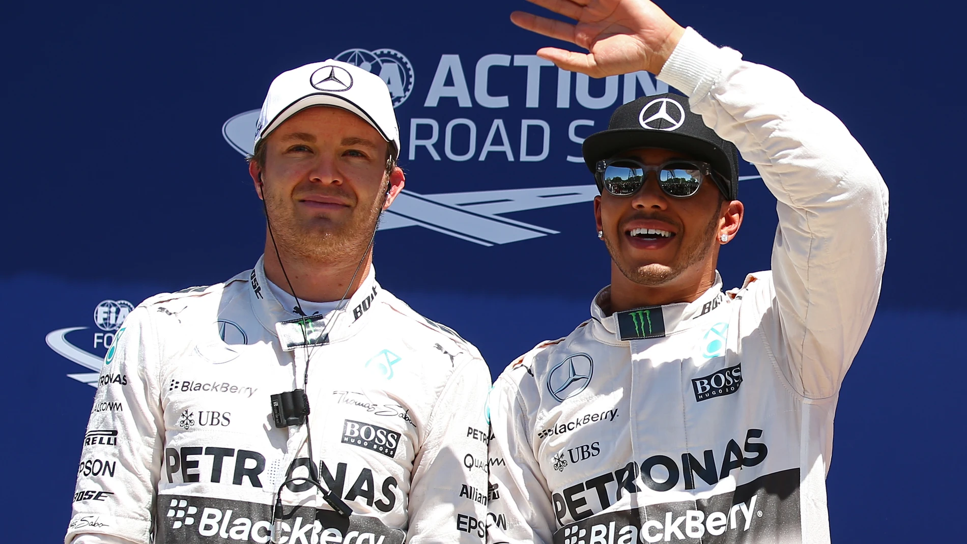Hamilton y Rosberg tras la clasificación de Montreal