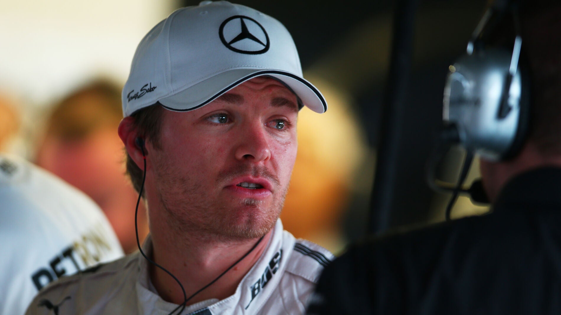 Rosberg, en el box de Mercedes