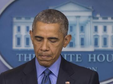 Barack Obama en la sala de prensa de la Casa Blanca