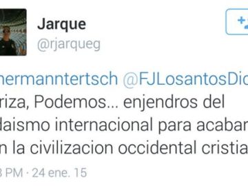 Tuit publicado por Jarque en su perfil de Twitter