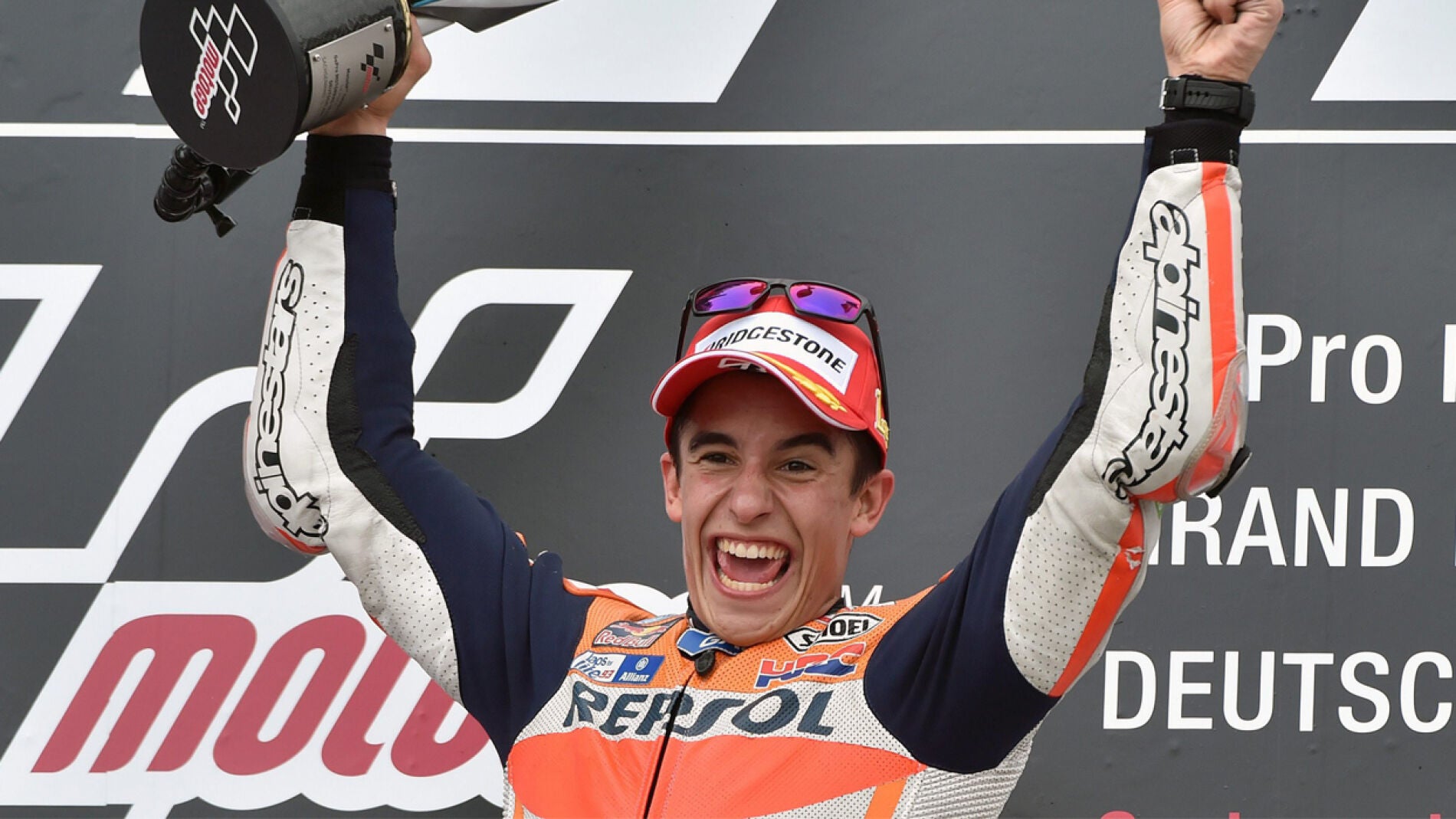 Marc M&aacute;rquez celebra el triunfo en Moto GP