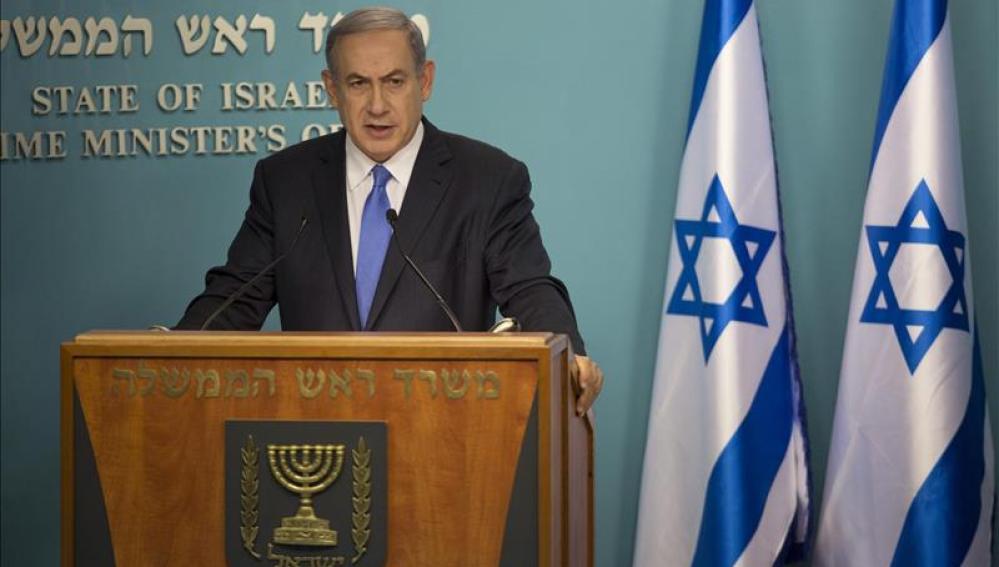El primer ministro israelí, Benjamín Netanyahu, durante una rueda de prensa