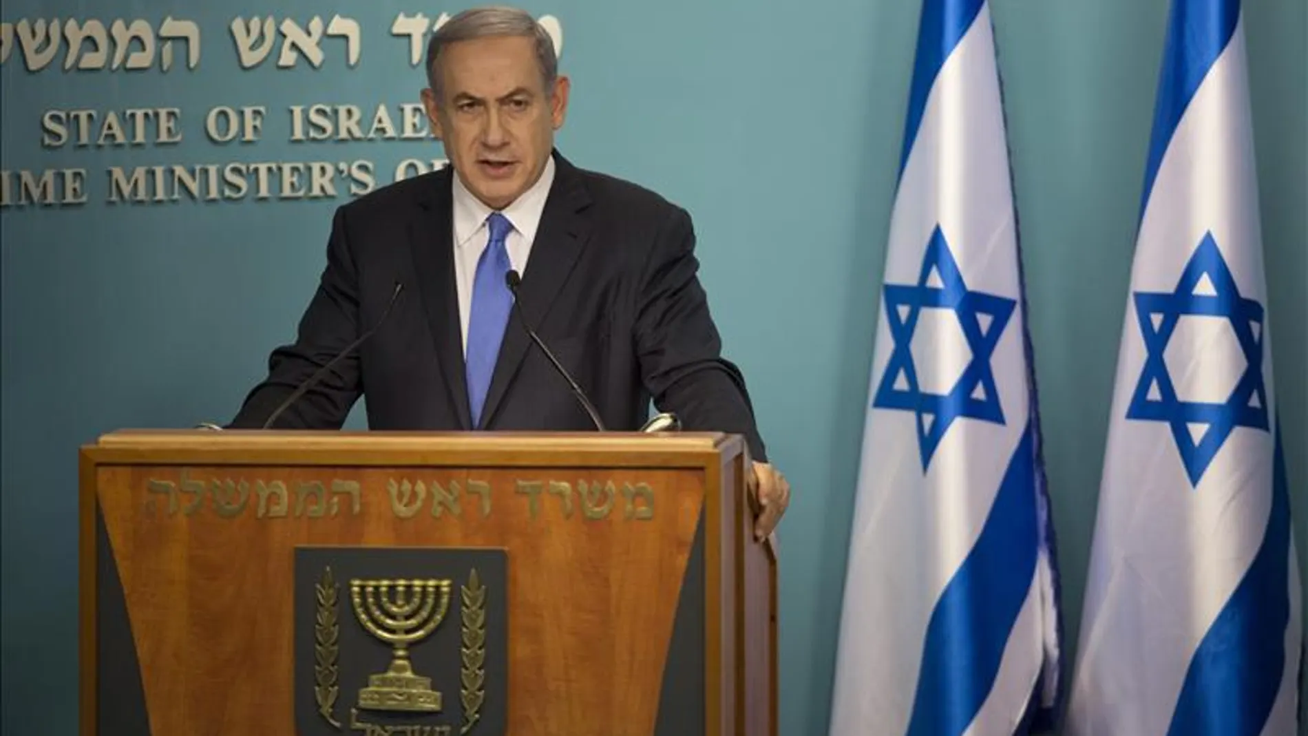 El primer ministro israelí, Benjamín Netanyahu, durante una rueda de prensa El primer ministro israelí, Benjamín Netanyahu, durante una rueda de prensa