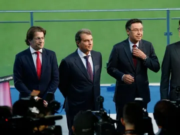 Freixa, Laporta, Bartomeu y Benedito, en el debate de candidatos Freixa, Laporta, Bartomeu y Benedito, en el debate de candidatos