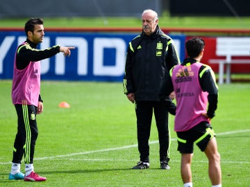 Del Bosque, en un entrenamiento con la Selección Española de Fútbol