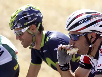 Alejandro Valverde y Purito Rodríguez, durante una etapa Alejandro Valverde y Purito Rodríguez, durante una etapa