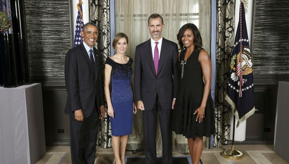 Los Reyes junto a Barack y Michelle Obama en septiembre de 2014