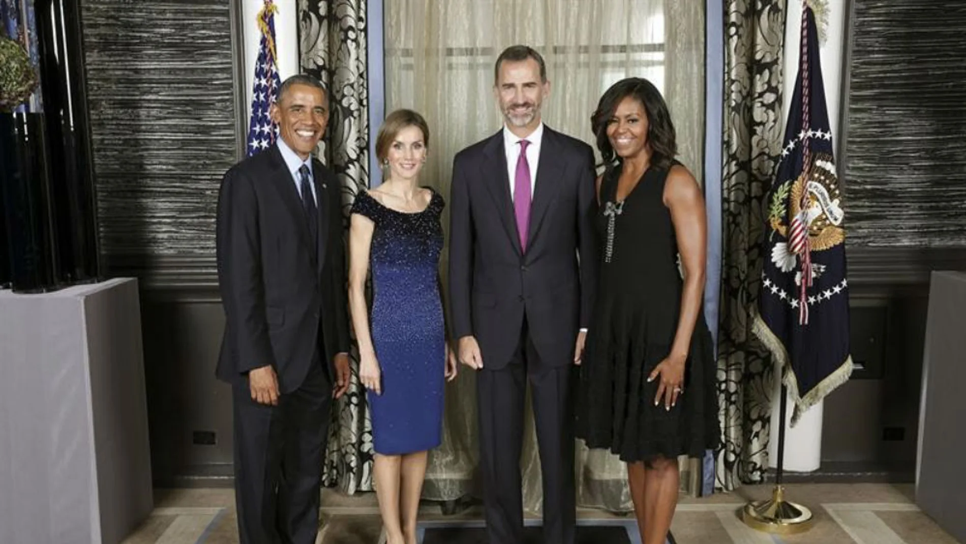 Los Reyes junto a Barack y Michelle Obama en septiembre de 2014 Los Reyes junto a Barack y Michelle Obama en septiembre de 2014