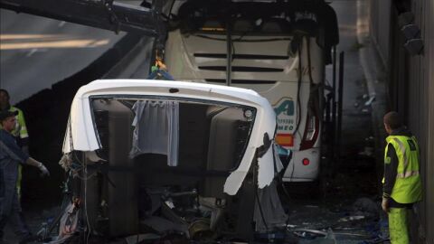 El autob&uacute;s siniestrado en Lille