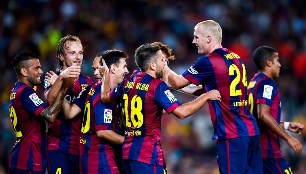 Los jugadores del Barcelona celebran un gol en la pasada edición del Joan Gamper