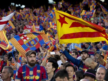 La afición del Barcelona durante la final de la Copa del Rey