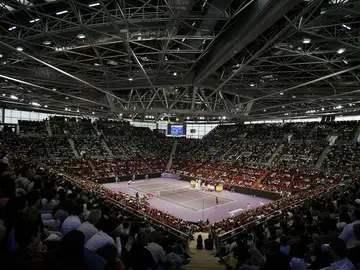 El Madrid Arena, durante un partido de tenis en 2006 El Madrid Arena, durante un partido de tenis en 2006