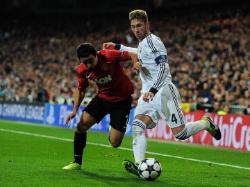 Sergio Ramos, en un partido contra el United