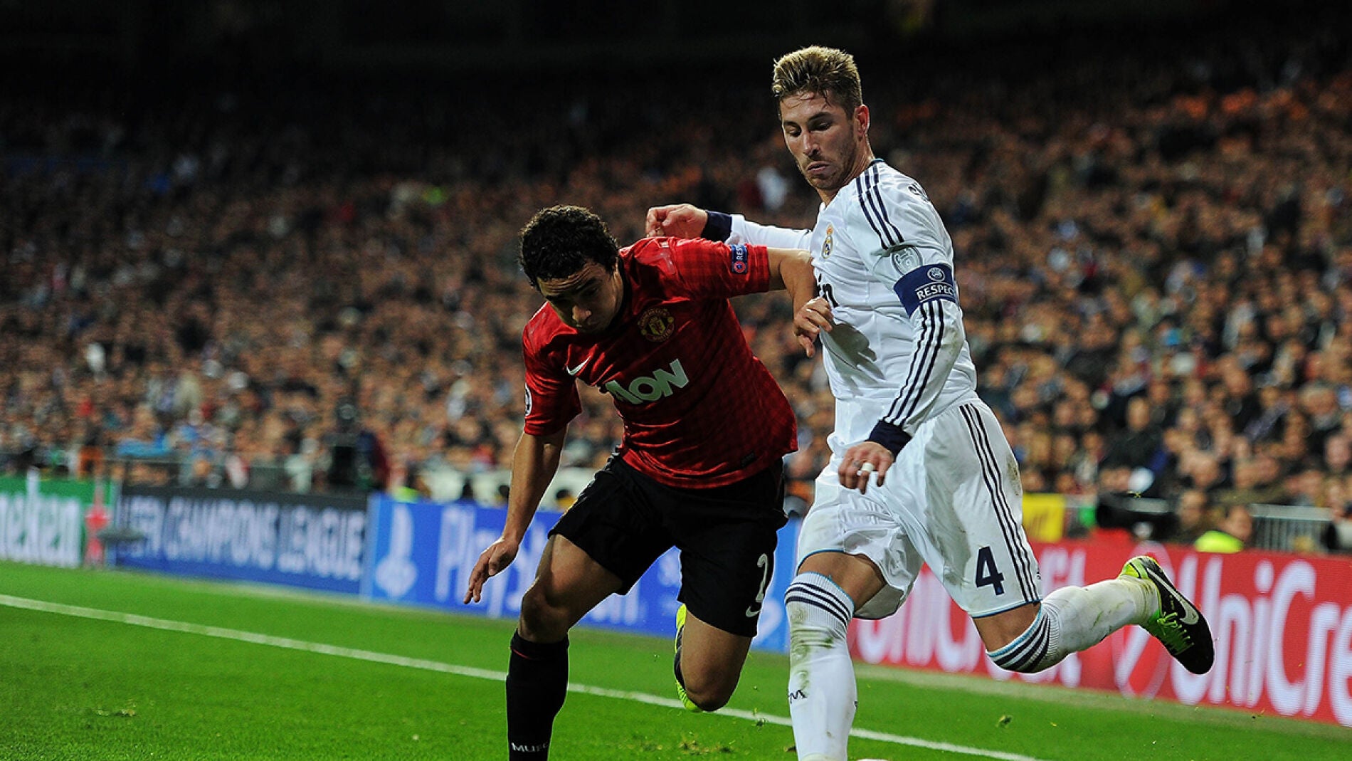 Sergio Ramos, en un partido contra el United