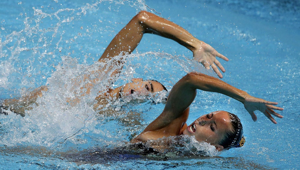 Gemma Mengual y Pau Ribes, durante el ejercicio