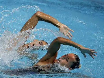 Gemma Mengual y Pau Ribes, durante el ejercicio Gemma Mengual y Pau Ribes, durante el ejercicio
