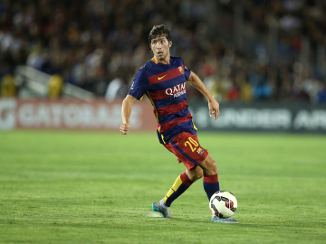 Sergi Roberto durante un encuentro de pretemporada con el Barça