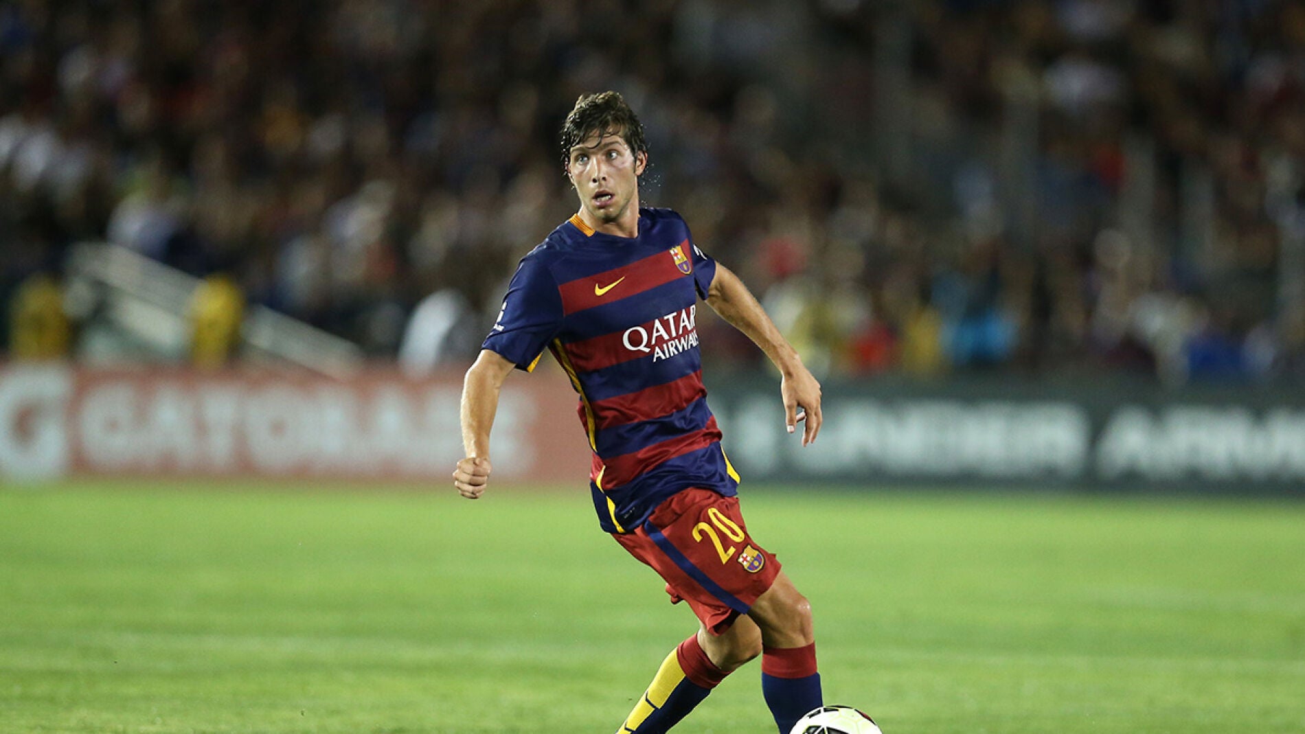 Sergi Roberto durante un encuentro de pretemporada con el Bar&ccedil;a