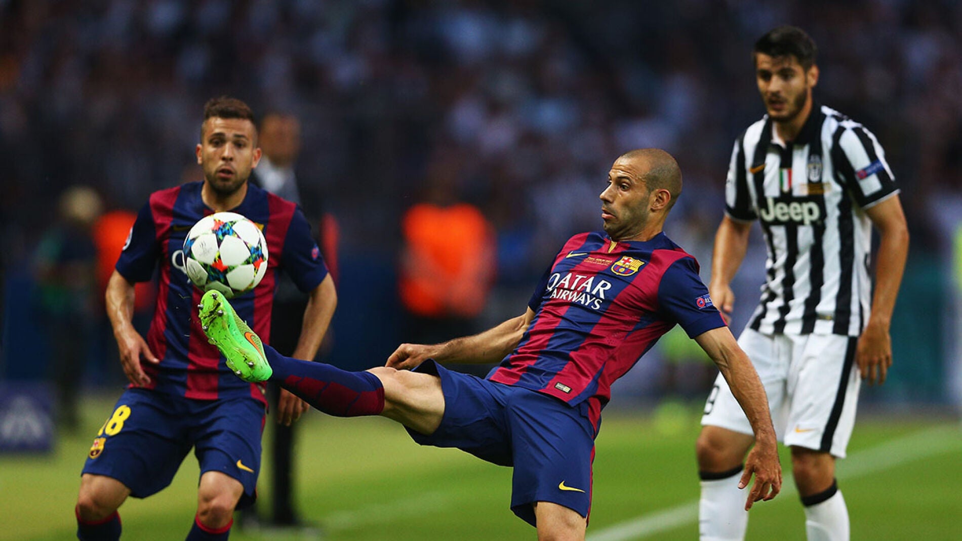 Mascherano en la final de la Champions ante la Juventus