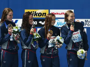Missy Franklin, Leah Smith, Katie McLaughlin y Katie Ledecky Missy Franklin, Leah Smith, Katie McLaughlin y Katie Ledecky